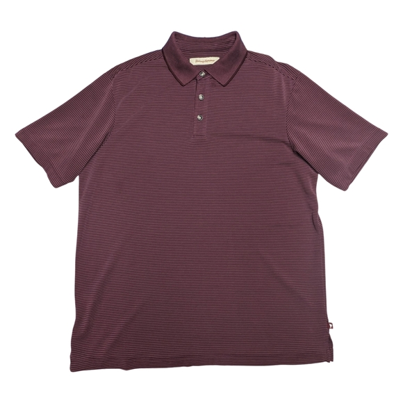 Tommy Bahama - Striped Polo in Mauve / Purple - Size Medium - Ribbed Texture - Picture 2 of 4